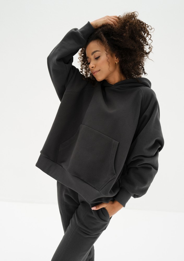 Mesh - Dark grey oversize soft touch hoodie