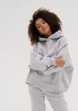 Mesh - Melange grey oversize soft touch hoodie