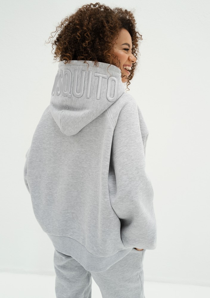 Mesh - Melange grey oversize soft touch hoodie