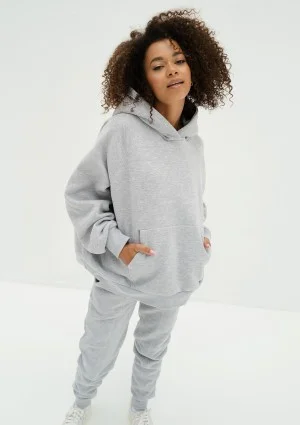 Mesh - Bluza kangurka oversize z dzianiny soft Light Melange