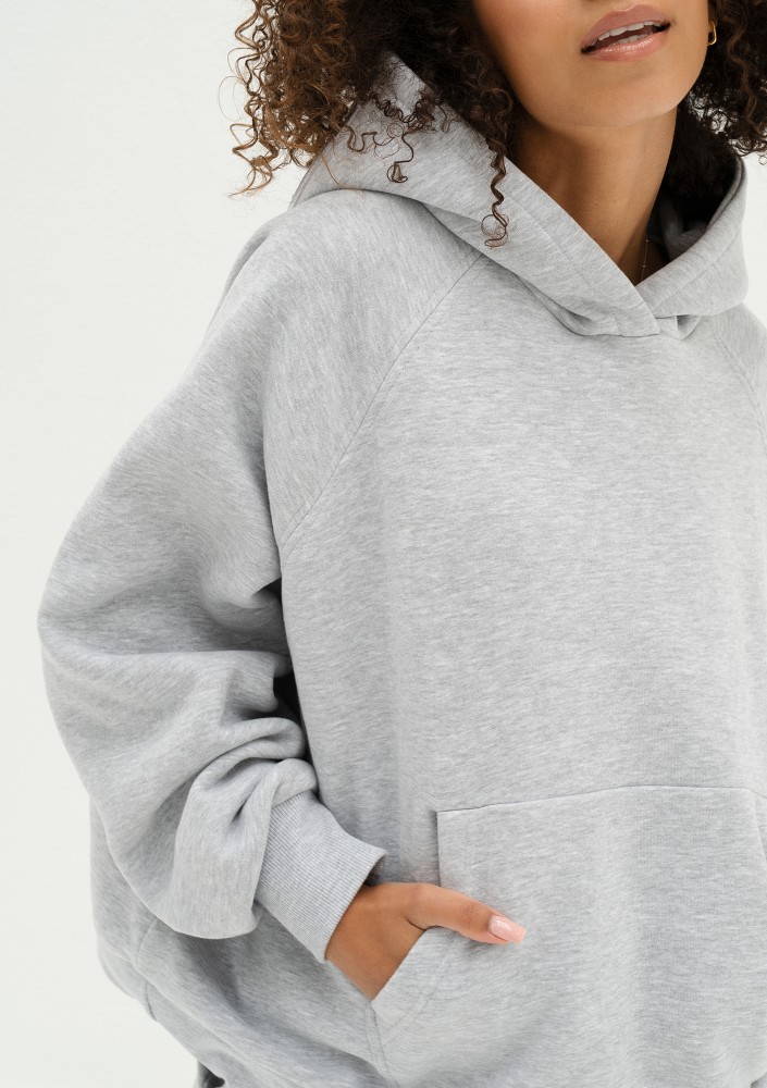 Mesh - Melange grey oversize soft touch hoodie