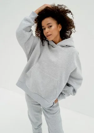 Mesh - Bluza kangurka oversize z dzianiny soft Light Melange