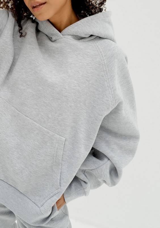 Mesh - Bluza kangurka oversize z dzianiny soft Light Melange