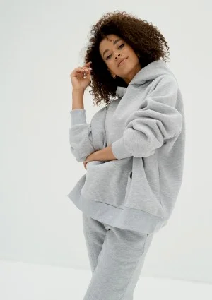 Mesh - Bluza kangurka oversize z dzianiny soft Light Melange