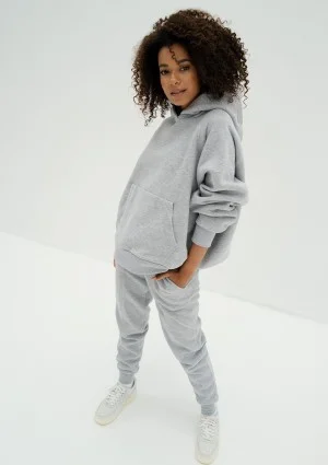 Mesh - Melange grey oversize soft touch hoodie