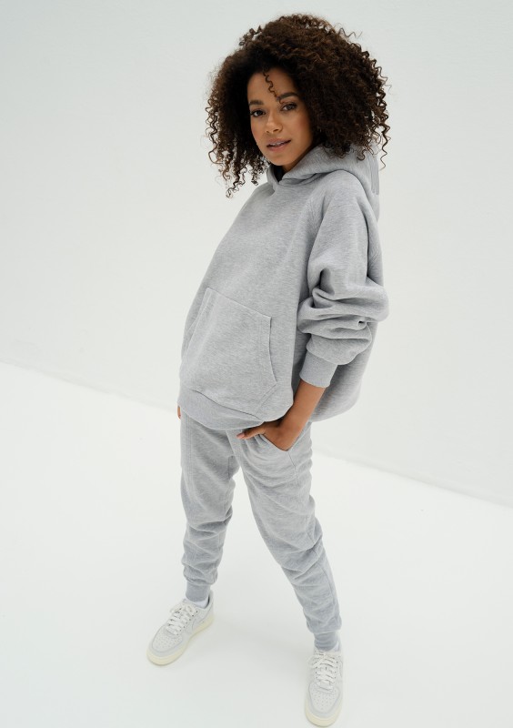 Mesh - Bluza kangurka oversize z dzianiny soft Light Melange