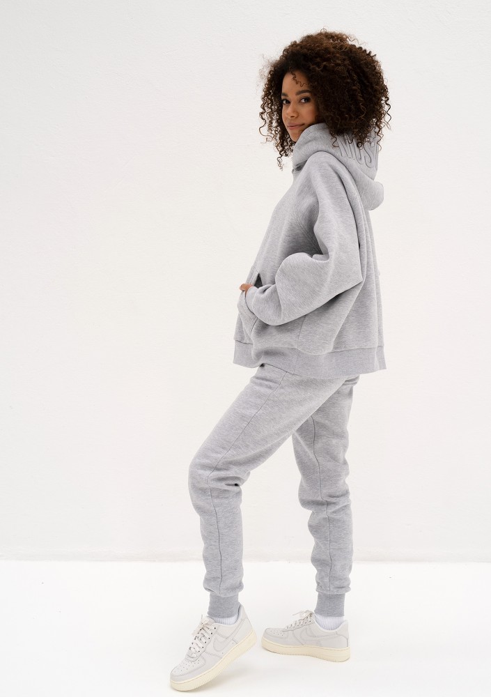Mesh - Spodnie dresowe jogger z dzianiny soft Light Melange
