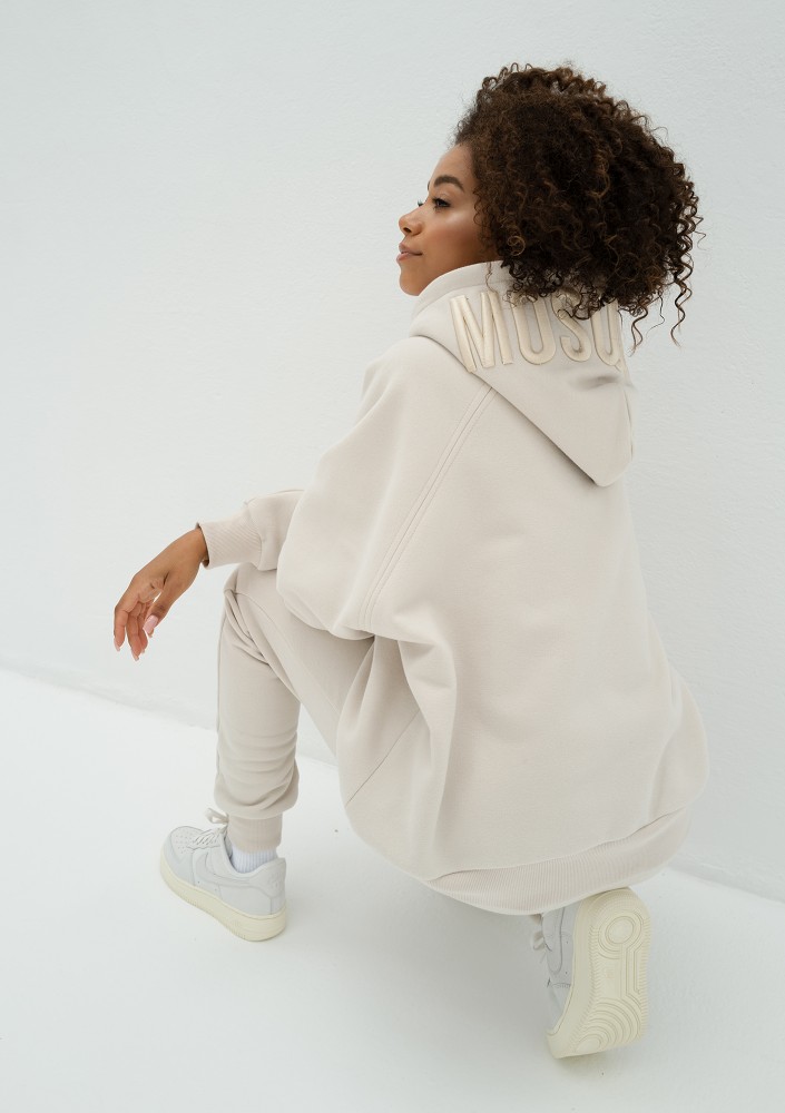 Mesh - Coconut white oversize soft touch hoodie
