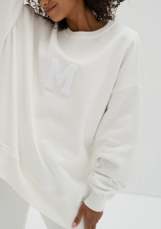 Vibe - Bluza oversize z Logo M Ecru