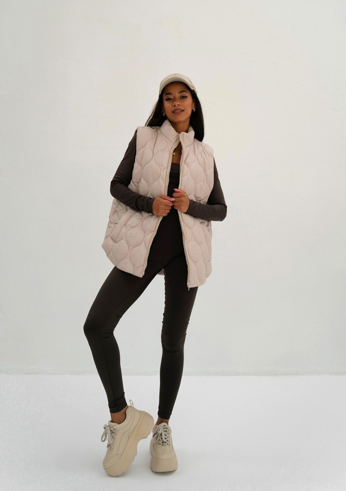 Cider - Beige quilted sleeveless jacket