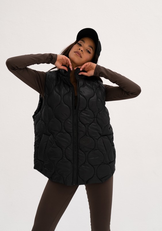 Cider - Black quilted sleeveless jacket