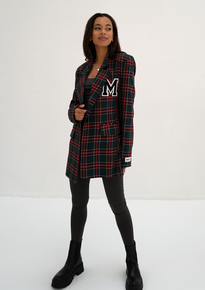 Green checked oversize suit