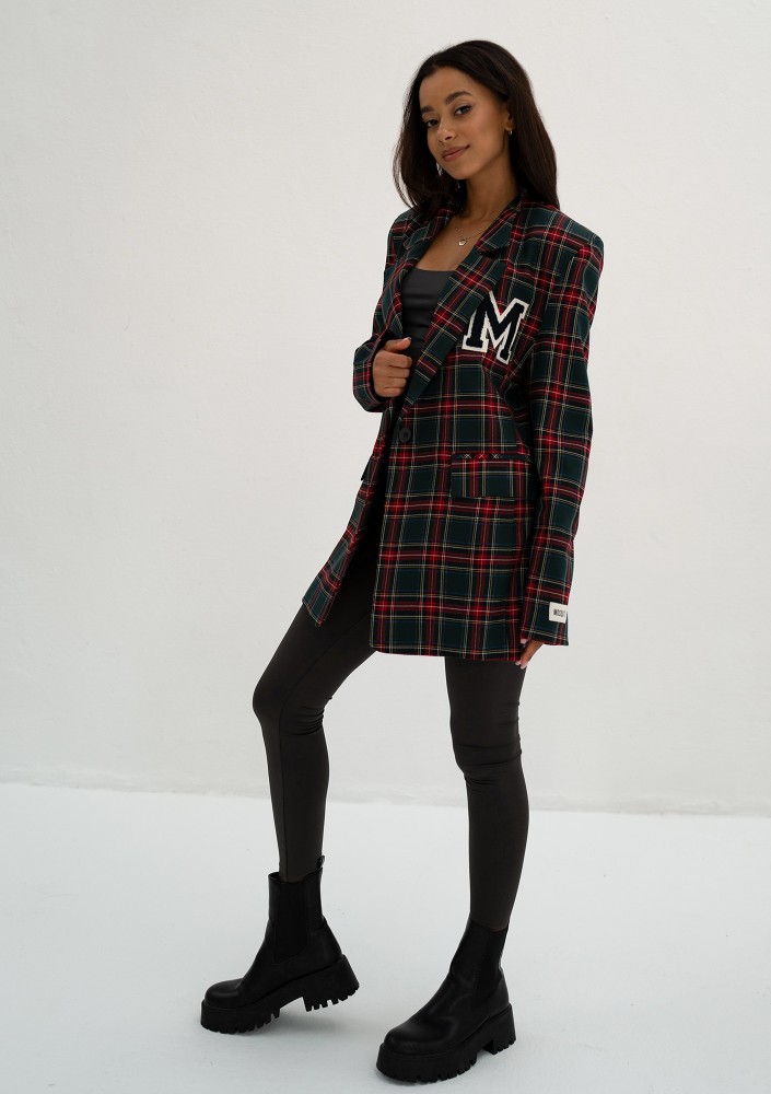 Green checked oversize suit