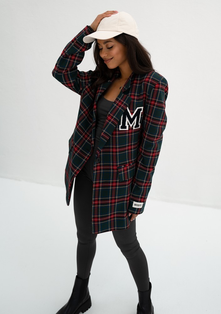 Green checked oversize suit