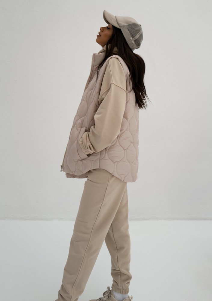 Cider - Beige quilted sleeveless jacket