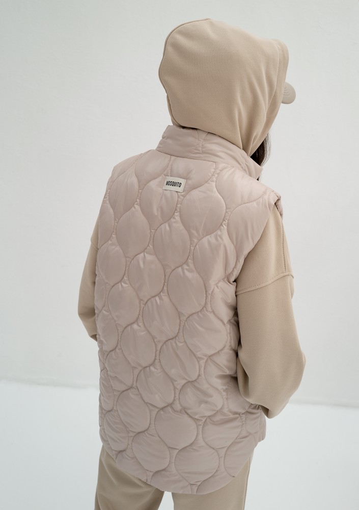 Cider - Beige quilted sleeveless jacket