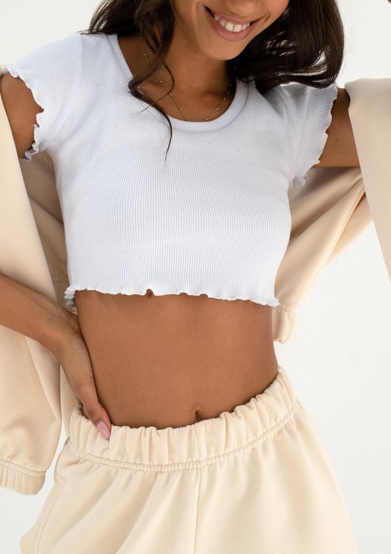 June - White short cotton top