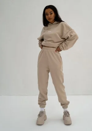 Icon - Bluza z kapturem i ściągaczem Sand Beige