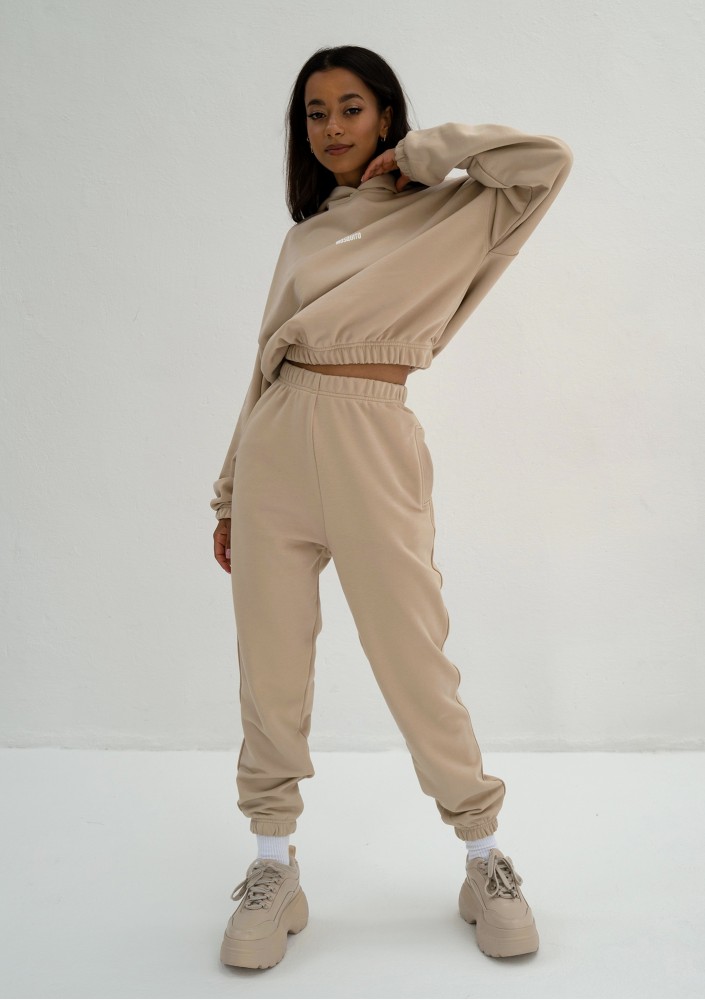 Icon - Bluza z kapturem i ściągaczem Sand Beige