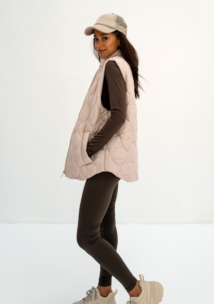 Cider - Beige quilted sleeveless jacket