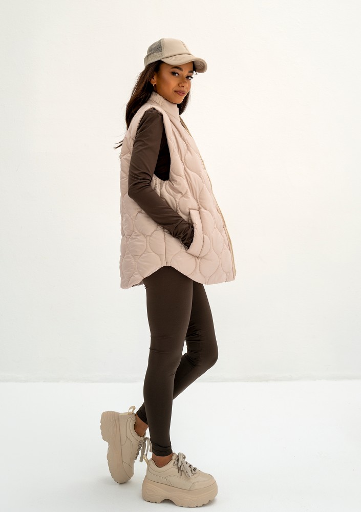 Cider - Beige quilted sleeveless jacket