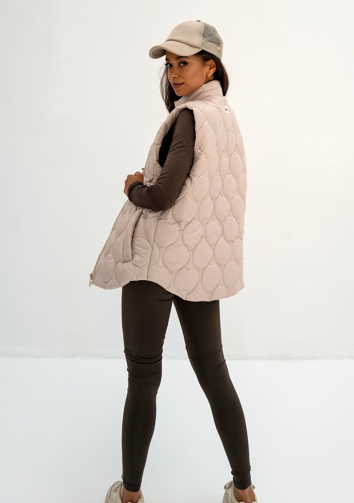 Cider - Beige quilted sleeveless jacket