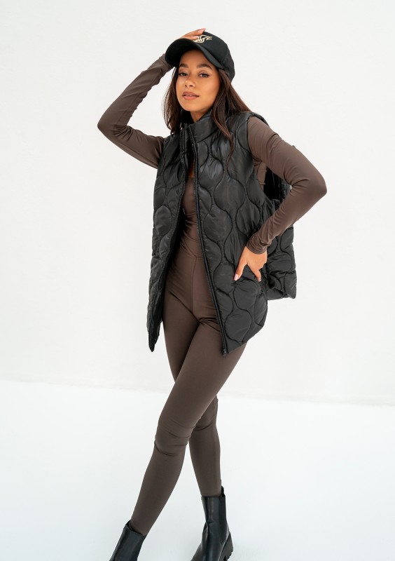 Cider - Black quilted sleeveless jacket