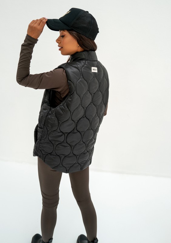 Cider - Black quilted sleeveless jacket