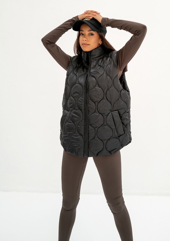 Cider - Black quilted sleeveless jacket