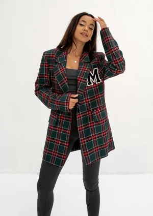 Green checked oversize suit