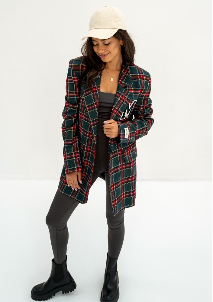 Green checked oversize suit