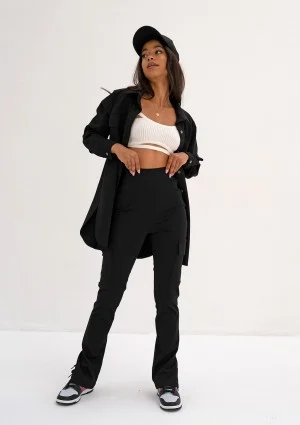 Micas - Black slim cargo trousers