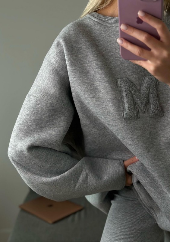 Vibe - Melange grey oversize sweatshirt "M logo"