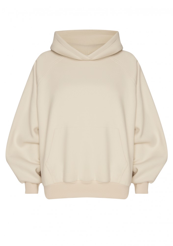 Mesh - Bluza kangurka oversize z dzianiny soft Coconut