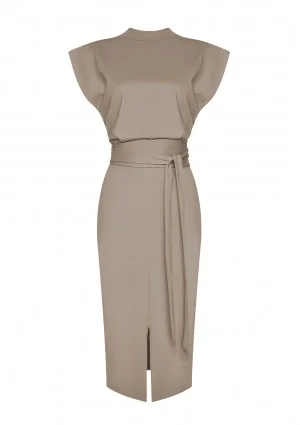 Gemma - Beige midi dress