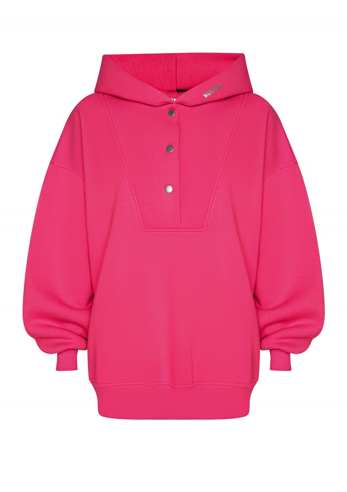 Raven - Bluza oversize z kapturem Magenta Pink