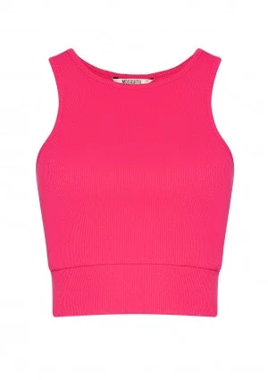 Hype - Top z prążkowanej dzianiny Magenta Pink