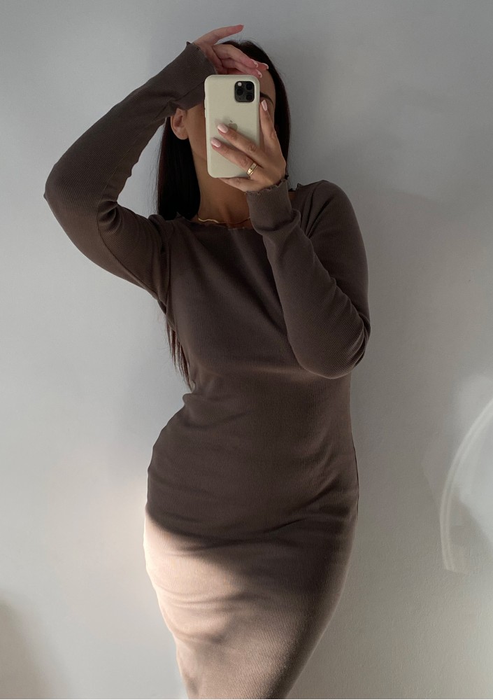 Bess - Sukienka bodycon z dzianiny Brązowa