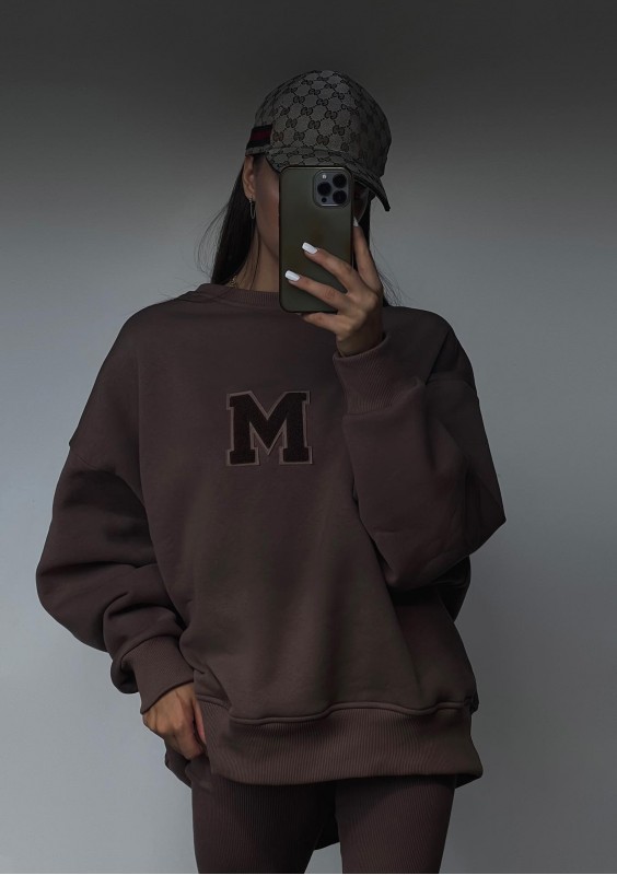 Vibe - Brown oversize sweatshirt "M logo"