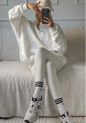 Vibe - Bluza oversize z Logo M Ecru