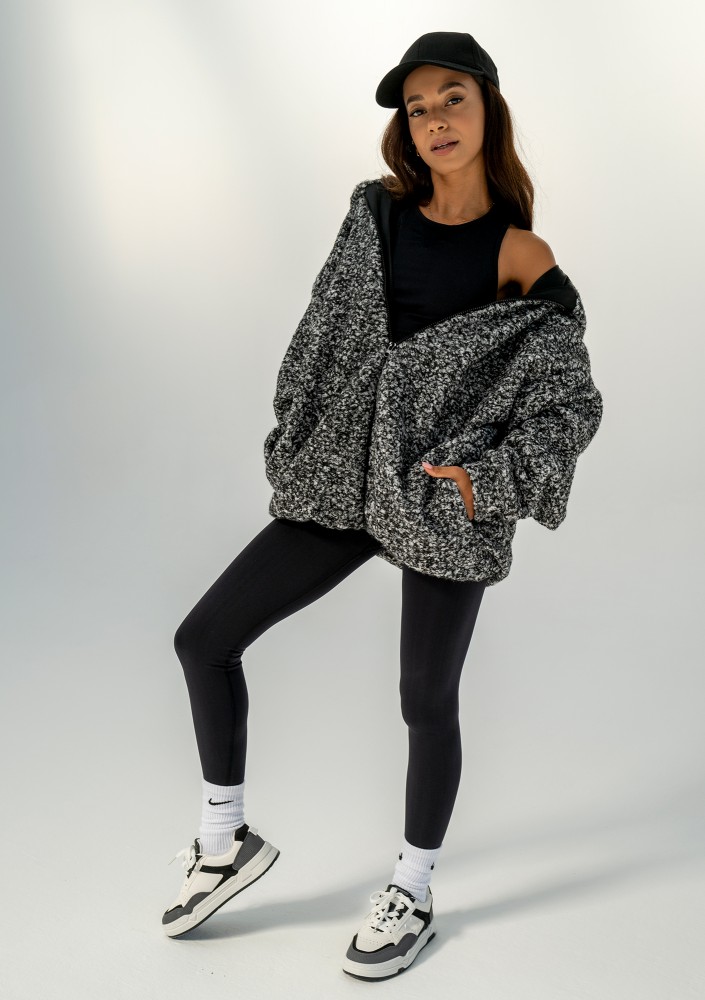 Furry - Kurtka oversize z bukli Melanżowa