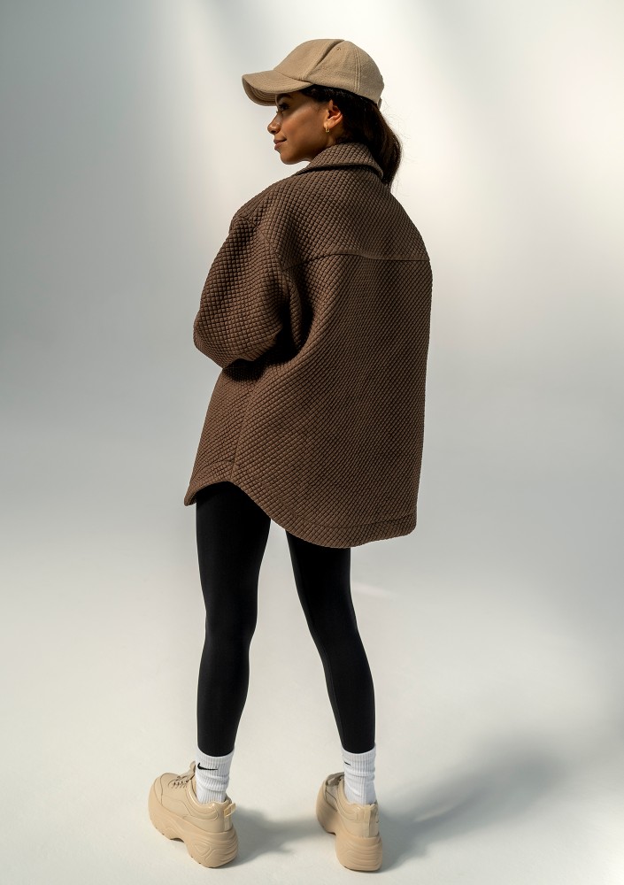 Doone - Nougat brown quilted knitted jacket