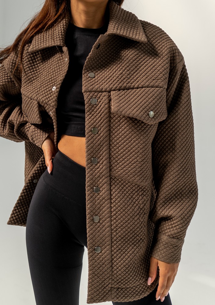 Doone - Nougat brown quilted knitted jacket