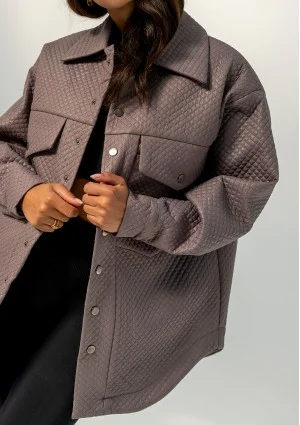 Doone - Taupe quilted knitted jacket