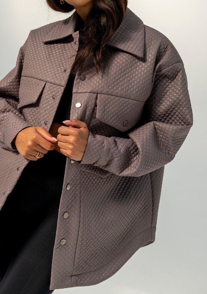 Doone - Taupe quilted knitted jacket