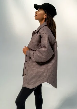 Doone - Taupe quilted knitted jacket