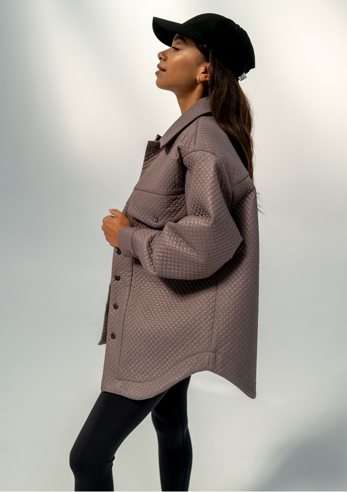 Doone - Taupe quilted knitted jacket