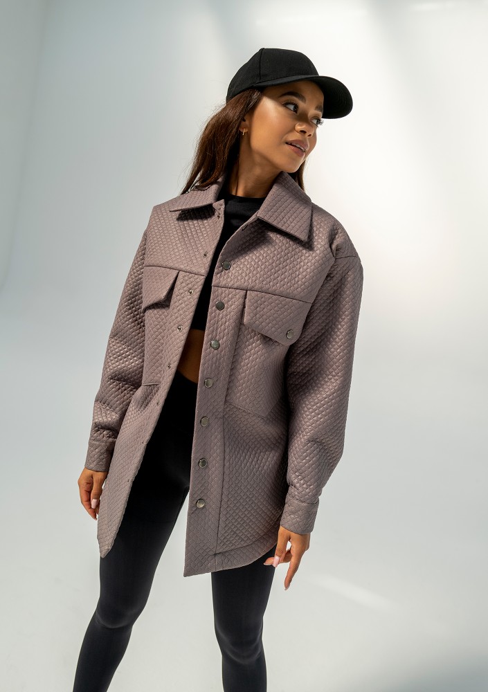 Doone - Taupe quilted knitted jacket