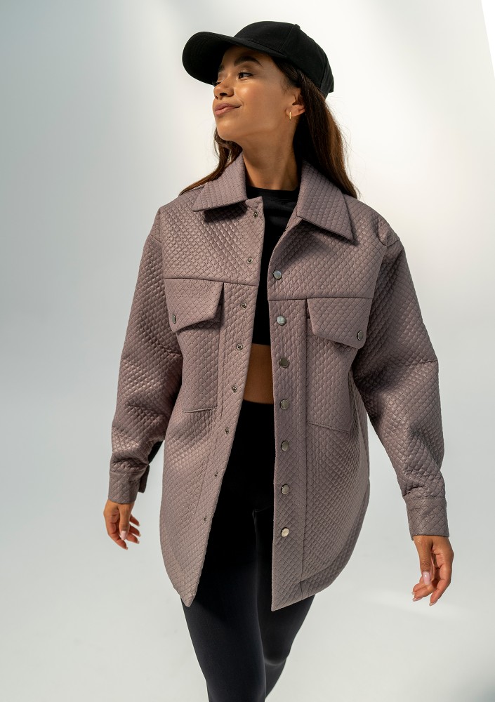 Doone - Taupe quilted knitted jacket