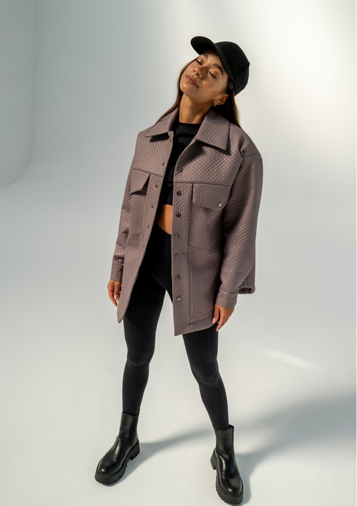 Doone - Taupe quilted knitted jacket